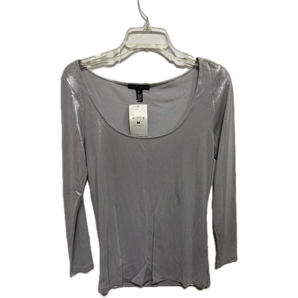Ralph Lauren Black Label Silver Shimmer Formal Long Sleeve Size Medium NWT